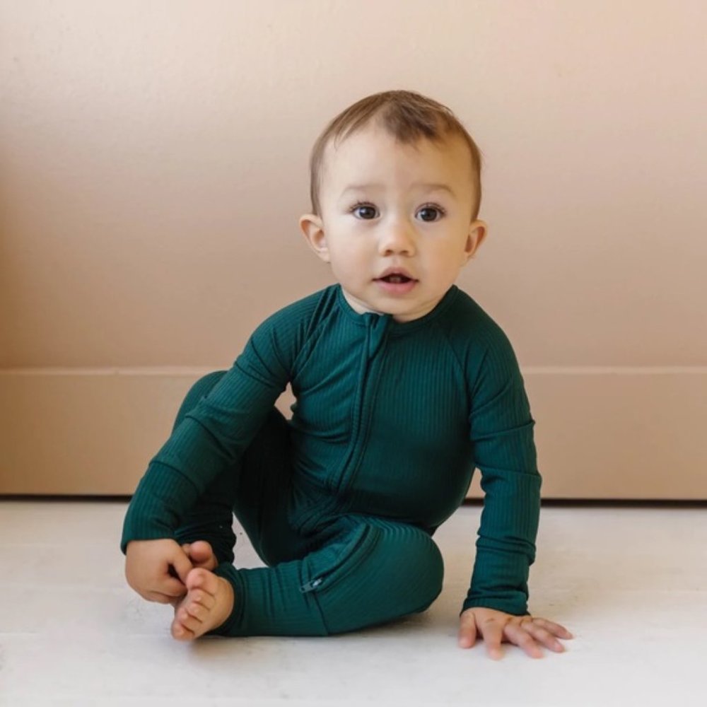 Little Sleepies Emerald Ribbed Zippy